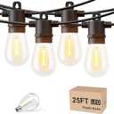 Svater Outdoor String Lights LED 25 FT, Patio Lights for Outside Waterproof IP65 with Shatterproof LED Bulbs, Cafe Bistro Backyard Balcony Hanging Light Warm White