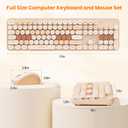 TECKNET Colorful Wireless Keyboard and Mouse Combo, Dual Bluetooth & 2.4G, Quiet Retro Typewriter Style, Full Size Bubble Keyboard with Number Pad, Aesthetic Desk Set for Laptop, PC, and Office Use (Cream Peach)