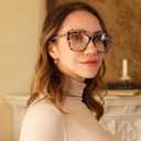 Joylook Reading Glasses for Women Trendy TR90 Blue Light Blocking Metal Frame Readers Stylish Square Cat Eye Eyewear, Tortoise Grey, 1.25x