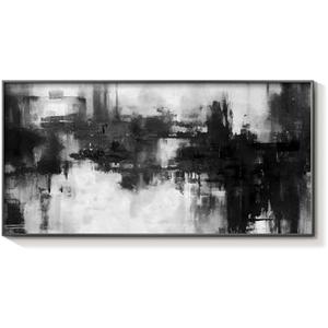 InSimSea Large Metal Framed Wall Art, Black and White Canvas Picture for Living Room, Ink Wash Painting, Abstract Print Decor, for Bedroom Home Office -【Prologue】-(40L x 20W)