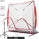 Baseball Softball Tee Batting Tee for Hitting T tee Ball Set Stand Baseball Softball Hitting Pitching Screen Net for Kids Teens Batting Net Set Training Equipment W/Carry Bag for Outdoor