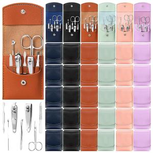 60 Sets Travel Manicure Set Nail Clippers Bulk Pedicure Kit 7 in 1 Stainless Steel Professional Nail Set Grooming Kits Nail Care Tools for Women Men(Vintage Color)