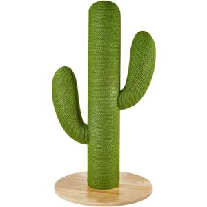 Cat Scratching Post with Solid Wood Base,39.37" Hx17.71 Lx17.71 W Tall Scratching Posts for Indoor Cats Adults,Cactus Thick Columns,Durable Lambswool and Jute,Large Scratcher Post (Large)