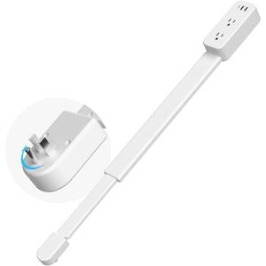 Electrical Outlet Extender Long Stick with 180 Swivel | Extends 23-35 in for Hard-to-Reach Places | 2 AC Outlets + 3 Ports (USB-C/USB-A) for Bed, Dorm, Office & Sofa (White)