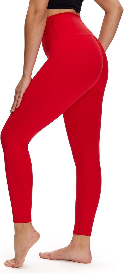 NANJI High Waisted Leggings for Women - Buttery Soft Yoga Pants, Squat Proof Stretch Workout Running Casual Leggings (Red, M)