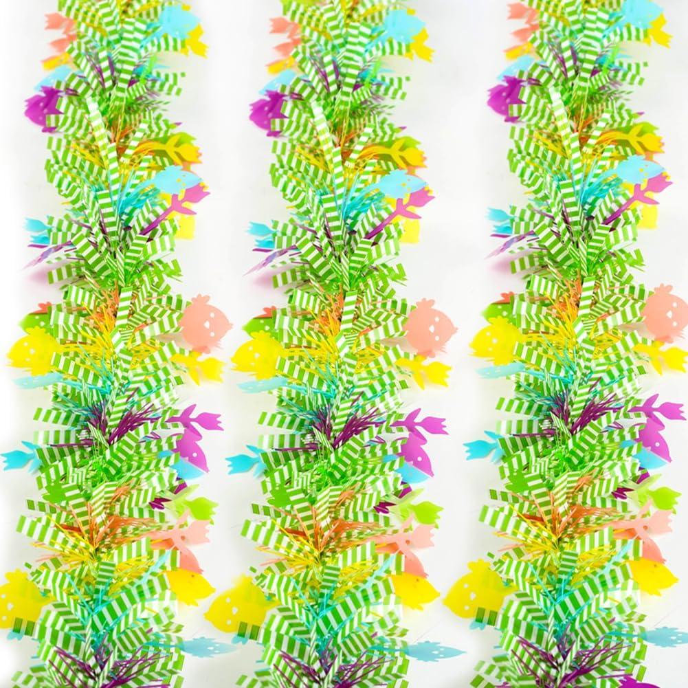 66Ft Easter Garland Decorations Glitter Tinsel Spring Pastel Garland Easter Tree Decor for Spring Bedroom Office Classroom Party Indoor Outdoor Holiday Home Decoration Supplies-(Blue Yellow Pink)