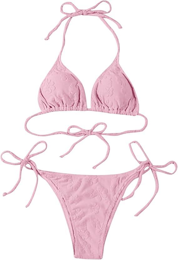 Womens Bikini High Rise Plus Size Hot Bathing Suit Revealing Swimsuit Two Piece Swimwear Busty Beachwear Thong Bikini Size L