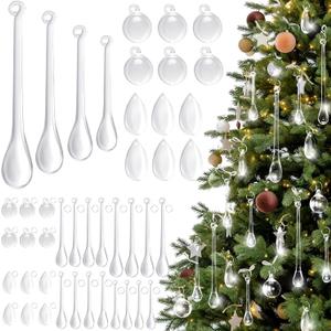 100 Pcs Teardrop Ornaments for Christmas Tree, Hanging Drop Ornaments Crystal Chandelier Pendant for Christmas Winter New Year Party and Home Decorations