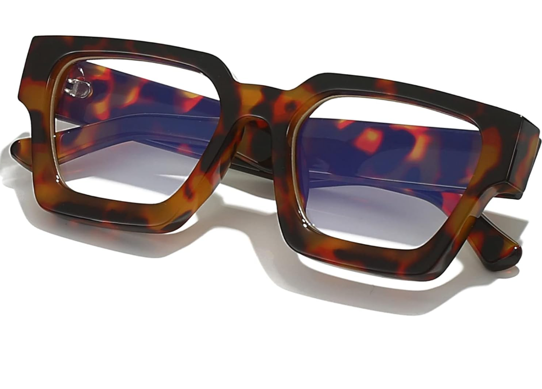Livho Square Thick Frame Glasses for Women Men Fashion Blue Light Glasses Trendy Chic Computer Eyeglasses