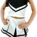 Kids/Girls' Cheerleader Costume Uniform Cheerleading Children Dress Outfit Halloween (White, M)