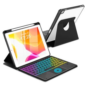 MePadKey Touchpad Keyboard Case for iPad 9th /8th/7th Generation 10.2 inch, 360 Degree Rotation Cover with Rainbow Backlit Wireless Detachable Keypad for iPad Pro 10.5/Air 3rd Gen (Black)