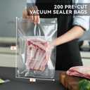 Wevac 8" x 12" Precut Vacuum Sealer Bags, 200 Count, Includes 5 Liquid Block Bags & 5 Bone Guard Pieces, Heavy Duty for Food Storage, Sous Vide & Meal Prep