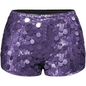 SOLY HUX Women's Sparkly Sequin Micro Shorts Y2k Low Rise Mini Booty Shorts Rave Clubwear (Pure Purple, XS)