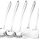 5-Piece Stainless Steel Cooking Utensils Set, Metal Kitchen Utensils, Spatula, Ladle, Slotted Spatula, Spaghetti Server, Skimmer 18/8 Stainless Steel Kitchen Tool Set, Durable & Dishwasher Safe