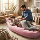 Inflatable Tummy Nest Pregnancy Pillow with Belly Hole, Belly Mattress for Pregnancy Pillow Stomach Sleepers,Maternity Pool Float,Prenatal Massage Pillow,Extra Wide&Tall,All Pregnancy Stages (Pink)