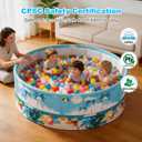 Foldable Swimming Pool for Kids 62.9"x17.7" Hard Plastic Portable Dog Pool Anti-Slip Collapsible Pets Bathtub Kiddie Pool Indoor Outdoor Backyard (Beach Party 63'')