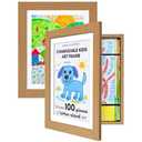 Americanflat - 2 Pack - Kids Artwork Frame Changeable (Dark Oak) - Magnetic Door Holds 100 Art Pieces - 8.5x11 Letter Size Display with Mat or 10x12.5 Without Mat - My Mini Masterpiece