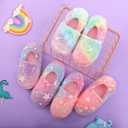 Kids Fuzzy Slippers Luminous Glow in the Dark for Boys Girls House Shoes Indoor (12-13 Little Kid, Green)