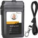 Teskyer ID Badge Holder with Lanyard, 1 Zip Pocket and 4 Card Slots, Lanyard ID Card Holder Wallet for Office School Work Badges, Cruise Ship Cards, Hotel Key Cards, Pass Cards - Black (3.1" x 4.7")