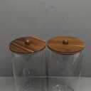 2 PCS 1.5 Gallon Drink dispenser, Glass Beverage Dispenser With Wood Stand, Large Water Drink Dispensers for Parties With Stainless Steel Spigot, Ideal for Lemonade,Juice, Tea, and Party Drinks