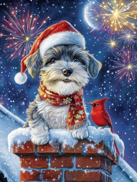 LOMSIOY DIY 5D Diamond Art Kits for Adults, Christmas Day Diamond Painting Kits for Beginner, Animal Diamond Art with Round Full Drill Rhinestone Crafts Gem Arts for Home Wall Decor 12 * 16 inch19353