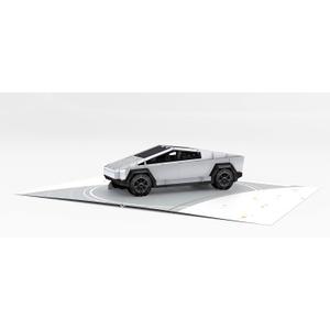 WOWPAPERART Cybertruck - Pop Up 3D Greeting Card for Tesla New Owners, Fans - Love, Birthday, Christmas, Congratulations, Surprise - Blank Insert Personalized Message - 5x7 Inches
