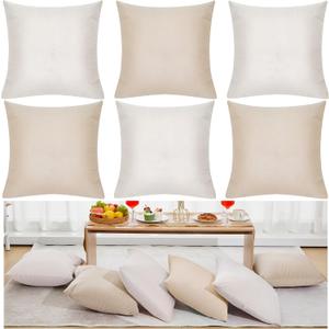 Berlune 6 Pcs Velvet Throw Pillow Covers 18 x 18 Decorative Cushion Cases Soft Pillowcase for Picnic Coquette Party Accessories Bedroom Living Room Decor, No Inserts (Morandi Color)