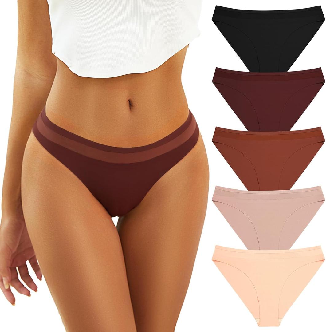 Cheeky Underwear for Women, Womens Underwear Seamless,Soft Bikinis Panties for Young Ladies 5 Pack (L)