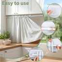 Dishwasher Curtains, Cabinet Curtains with Rod, 28" W x 51" L Textured Strip Linen Sink Skirt for Kitchen with Telescopic Rod and Clamp, Window Curtain, Dishwasher Hidden for Bathroom, 3.5"W x 32.7"L