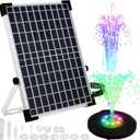 OCGIG Solar Water Fountain Pump Kit, Outdoor Solar Powered with LED Lights, Battery Backup 4400mAh, DIY for Birdbath, Pool, Pond, Garden Decor (15w)