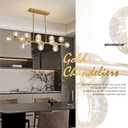 MOOONIHCE 16 Lights Rectangle Chandelier, Mid Century Globe Chandeliers with Clear Glass Shades, Gold Linear Pendant Ceiling Light Fixture for Dining Room Kitchen Island, Living Room