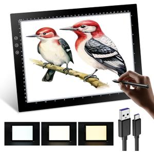 XVV A4 Light Pad, Ultra-Thin Tracing Light Board with 3 Color Modes and 8 Levels of Brightness Adjustable Light up Box for Drawing, Diamond Art, Sketching, Tracing and Animation
