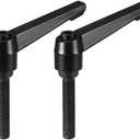 Uxcell M10 x 40mm Handle Adjustable Clamping Lever Thread Push Button Ratchet Male Threaded Stud Knobs Locking Rotating Screw Handles Quick Release Bolt Black 2pcs