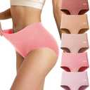 Saliryj Women's Cotton Underwear High Waisted Underwear Soft Briefs Full Coverage Ladies Panties 5 Pack(Regular & Plus Size), Large