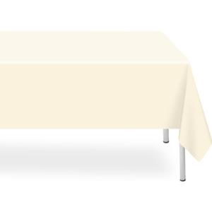 6 Pack Ivory  Tablecloth, Rectangular Plastic Table Cloths for Parties Disposable, 54x108 in Waterproof Tablecloth for Birthday Party Baby Shower Picnic Valentines