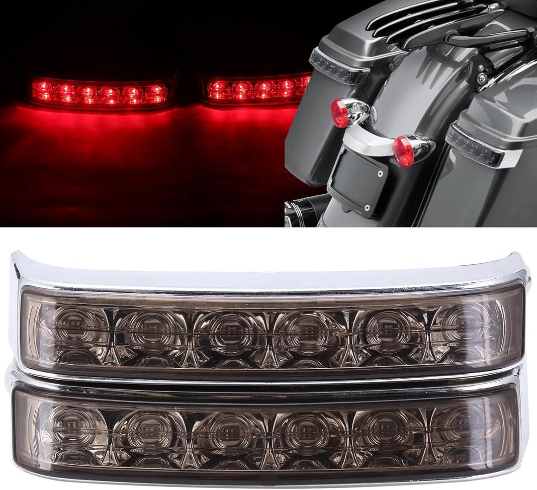 2PCS LED Saddlebag Motorcycle Tail Lights with Brake Light Running Turn Signal Lights Compatible With 2014-2020 Harley Touring Street Road Glide Electra Ultra Classic Ultra Limited CVO (Chrome-Smoke)