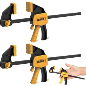 6" Mini Bar Clamps for Woodworking, 2-Piece One-Handed F Clamp/Spreader, 75LBS Load Limit Wood Clamp, Quick Release Grip Clamps for Table Wood Working, Light-duty Tools