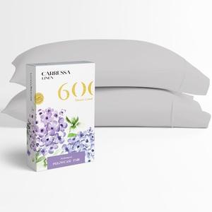Carressa Linen 100% Egyptian Cotton Pillow Cases Set of 2-600 Thread Count Silver Standard/Queen Pillowcase for Sleeping, Soft, Silky Sateen Weave Bed Pillow Cover, Extra Long Staple Pillowcases
