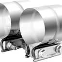 3.0 Inch Exhaust Clamp, 3 Inch Lap Joint Exhaust Band Clamp Sleeve Coupler Stainless Steel (2Pcs)
