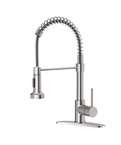 OWOFAN Kitchen Faucet with Pull Down Sprayer Brushed Nickel Stainless Steel Single Handle Pull Out Spring Sink Faucets 1 Hole Or 3 Hole Dual Function for Farmhouse Camper Laundry Utility Rv Wet Bar