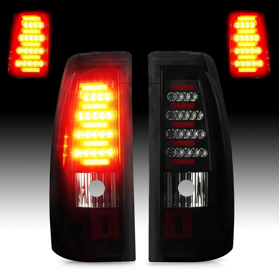LED Tail Light Fit for Chevy Silverado 1500 2500 3500 03-06, for GMC Sierra 1500 1500HD 2500 2500HD 3500 04-06, for 07 Silverado and Sierra Classic Rear Taillight Assembly Smoked Lens