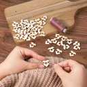 100pcs Heart-Shaped Pom Pom Buttons for Hats, 20mm Removable Love Wooden Handmade Buttons, Knitted Hat Making Fastener Tool, Faux Fur Pom Pom Holder Keepers Fastener for DIY Knit Beanies and Toques