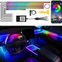 Acrylic Car LED Interior Strip Lights, 6 in 1 Dreamcolor Ambient Lighting Kit with Wireless APP, Luxury EL Wire Trim 16 Million Colors Neon Strip for Car Inside Decoration(No Remote)