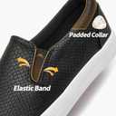 TUOPIN Womens Synthetic Leather Slip On Shoes,Padded Collar Slip on Sneakers for Women,Casual Loafers Walking Shoes(Black.US10)