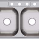 Dayton D233214 Equal Double Bowl Top Mount Stainless Steel Sink (33 x 21 x 6.5)