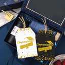 3 x 50 Pcs Class of 2026 Graduation Gift Tags 2x3 inch Hangable Congratulation Gift Tags for College High School Graduation Party Favors(Gold Foil)