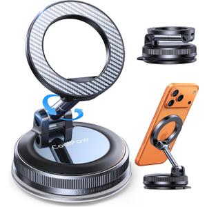 CoolpowNewest Vacuum Magnetic Phone Holder for Car Phone Holder MountMovable Vacuum Suction Magsafe Car Mount Cell Phone Holders for Your Car Accessories for Women Men for iPhone 17 16 15 14 Kits, Black