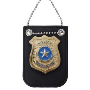 1 PC Police Badge Pretend Play Toys Set with Chain and Belt Clip for Kids Dress Up Game, Detective Role Play