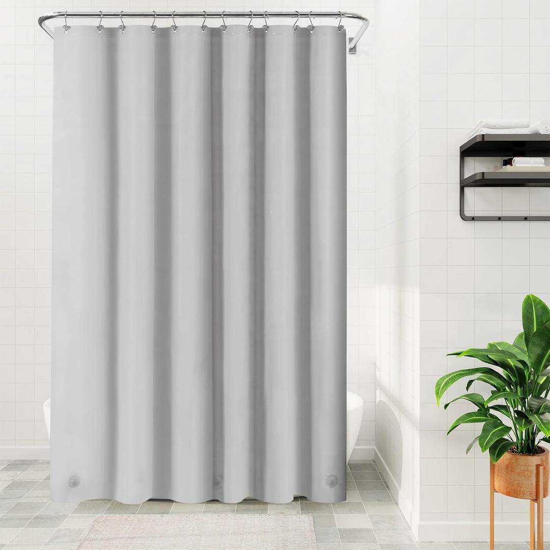 Barossa Design Extra Long Shower Curtain Liner with 3 Magnets - 72" x 84" XL, Waterproof PEVA Lightweight Shower Liner for Bathroom, PVC Free, Metal Grommets - Silver Gray, 72x84