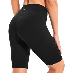 IUGA Biker Shorts for Women High Waist, Ultra Soft Womens Workout Shorts with Inner Pocket Opaque Yoga Gym Running Shorts 8" (Medium, Black)